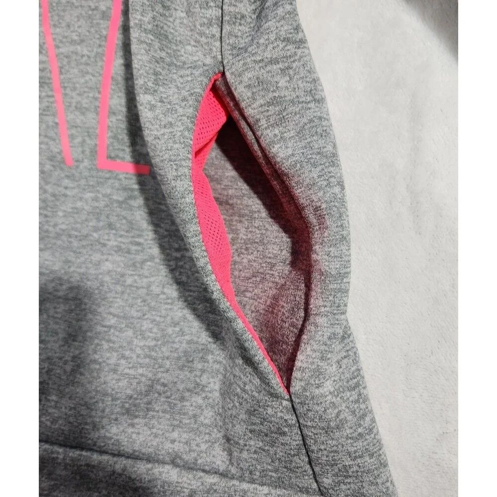 Nike DriFit Girls Small Gray Pink Pullover Hoodie  